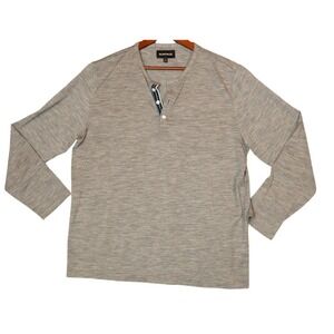 Bonobos‎ Mens Long Sleeve Henley Shirt Gray Heathered Striped Placket Size L